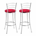 Ver imagem 7 de Kit 2 Banquetas Altas Estofadas Metal Cromado Vermelho Cromado/Vermelho