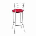 Ver imagem 6 de Kit 2 Banquetas Altas Estofadas Metal Cromado Vermelho Cromado/Vermelho