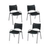 Kit 4 Cadeiras Iso Fixa Plástico Empilhável Tubo Oblongo Cor Preto-iso - 1