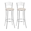 Ver imagem 2 de Kit 2 Banquetas Altas Estofadas Metal Cromado Bege Cromado/Bege