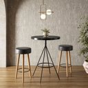 Ver imagem 1 de Conjunto Mesa Bistrô e 2 Banquetas Londres Salaone Preto/Marrom