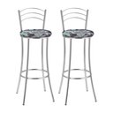Ver imagem 2 de Kit 2 Banquetas Altas Estofadas Metal Cromado Colorido Cromado/Estampado