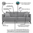 Ver imagem 3 de Sofá 3 Lugares Pé de Ferro Preto Rafaela 220 Cm Linho S04 - D’Rossi