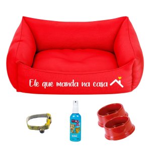 Kit Pet Com Cama Cachorro Gato M 57X37 Manda Na Casa