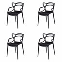 Ver imagem 3 de Conjunto Mesa Jantar 4 Cadeiras Industrial Aço Allegra PP Preta Yescasa