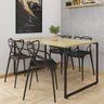 Conjunto Mesa Jantar 4 Cadeiras Industrial Aço Allegra PP Preta Espresso Móveis - 1