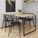 Ver imagem 1 de Conjunto Mesa Jantar 4 Cadeiras Industrial Aço Allegra PP Preto Yescasa Natura