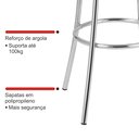 Ver imagem 4 de Kit 2 Banquetas Altas Cromadas com Assento Estofado e Encosto para Bancada Cozinha e Área Gourmet Cromado/Estampado