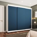 Ver imagem 1 de Guarda-Roupa Casal 3 Portas Correr Madrid Azul/Branco