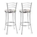 Ver imagem 6 de Kit 2 Banquetas Altas Cromadas com Assento Estofado e Encosto para Bancada Cozinha e Área Gourmet Cromado/Bege