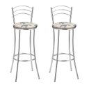 Ver imagem 2 de Kit 2 Banquetas Altas Cromadas com Assento Estofado e Encosto para Bancada Cozinha e Área Gourmet Cromado/Bege