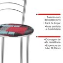 Ver imagem 7 de Kit 2 Banquetas Altas Cromadas com Assento Estofado e Encosto para Bancada Cozinha e Área Gourmet Cromado/Estampado