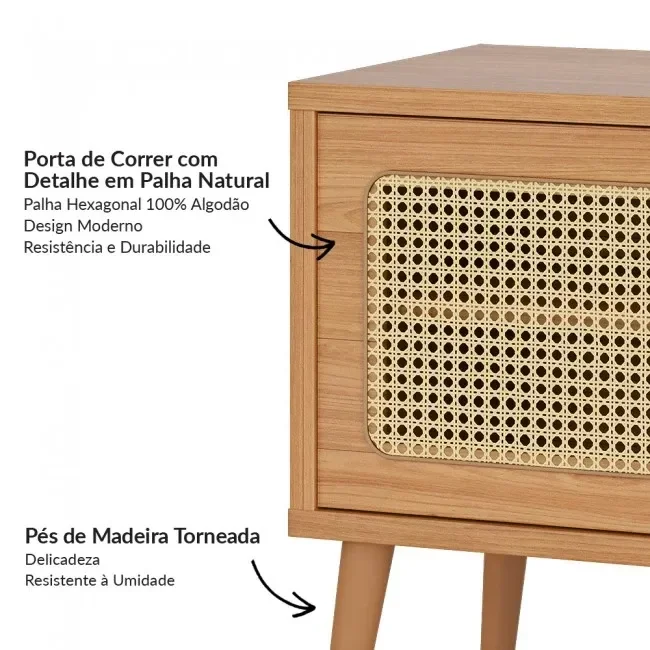 Rack Retrô com Painel para TV 55 Polegadas Ripado 100% MDF Porta Telada - 5