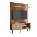 Ver imagem 2 de Rack com Painel Ripado Retrô para TV até 55 Polegadas 100% MDF 139CMX197CM Porta Telada Marrom