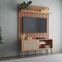 Ver imagem 1 de Rack com Painel Ripado Retrô para TV até 55 Polegadas 100% MDF 139CMX197CM Porta Telada Marrom