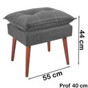 Ver imagem 2 de Puff Puf Opall Pes Palito 55x40cm Suede Cinza Escuro MPassos