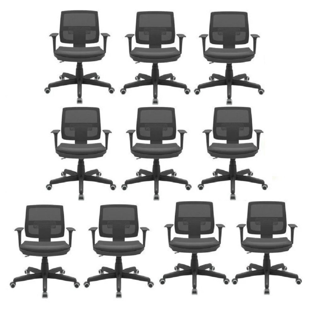 Kit 10 Cadeiras Escritório Diretor Ergonômica NR17 Tela Mesh Brizza - 1