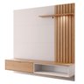 Painel Bancada Suspensa para TV até 60 Pol. Ripado 160cm Tocantins Off White/Freijó - Colibri - 3