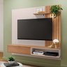Painel Bancada Suspensa para TV até 60 Pol. Ripado 160cm Tocantins Off White/Freijó - Colibri - 2