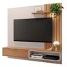 Painel Bancada Suspensa para TV até 60 Pol. Ripado 160cm Tocantins Off White/Freijó - Colibri - 1