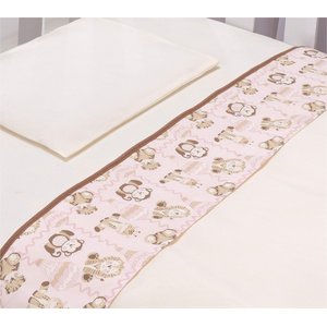 Jogo de Lençol de Berço Americano para Bebê Menina 3 Peças 100% Algodão: Rosa-animais Balão