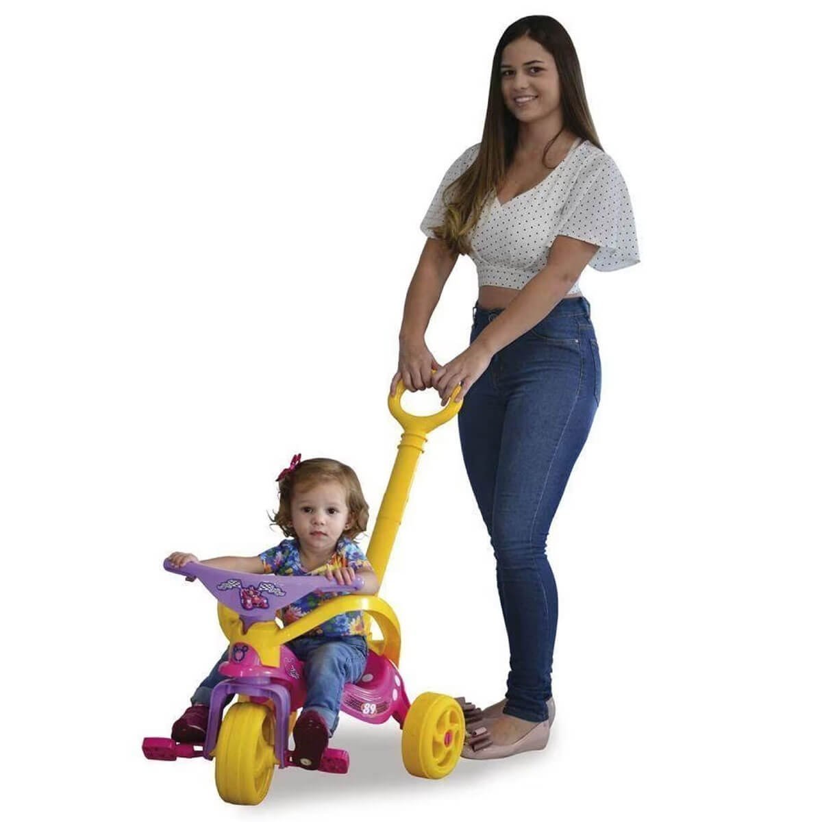 Motoca Infantil Triciclo Fast Azul com Empurrador e Proteção Pais