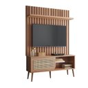 Ver imagem 2 de Rack com Painel Ripado Retrô para TV até 55 Polegadas com LED 100% MDF 139CMX197CM Porta Telada Marrom
