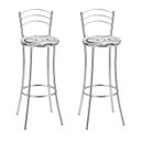 Ver imagem 2 de Kit 2 Banquetas Altas Cromadas com Assento Estofado e Encosto para Bancada Cozinha e Área Gourmet Cromado/Branco