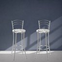Ver imagem 6 de Kit 2 Banquetas Altas Cromadas com Assento Estofado e Encosto para Bancada Cozinha e Área Gourmet Cromado/Branco