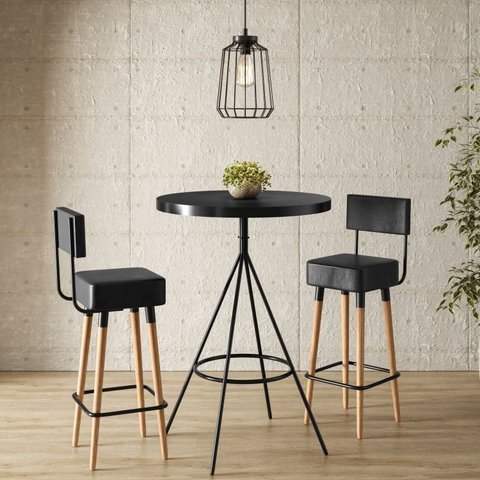 Conjunto Mesa Bistrô e 2 Banquetas Barcelona Salaone