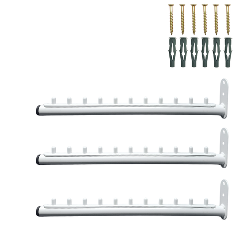 Kit 3 Cabideiros Rt para Roupas 40cm Arara de Parede Aço Resistente Branco