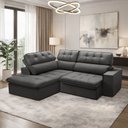 Ver imagem 3 de Sofá 3 Lugares Retrátil Reclinável Chaise Esquerdo 243cm Solin F04 Veludo Grafite - Lyam Decor