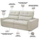 Ver imagem 3 de Sofá Retrátil Reclinável para Sala de Estar Living 210cm Dimas F04 Veludo Bege - Lyam Decor
