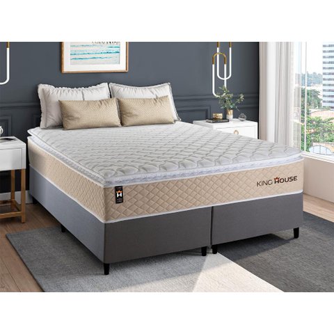 Cama Box Queen Alford com Colchão Molas Ensacadas 158x198x66 Cinza