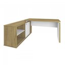 Ver imagem 6 de Escrivaninha Mesa Escritório em L Diretor 1 Porta 2 Nichos com Armário Baixo Tamburato Toq Espresso Móveis