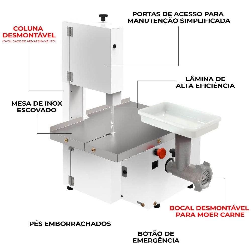 Serra Fita de Bancada Bivolt com Moedor de Carne Eletrico 1/3cv Saro - 2