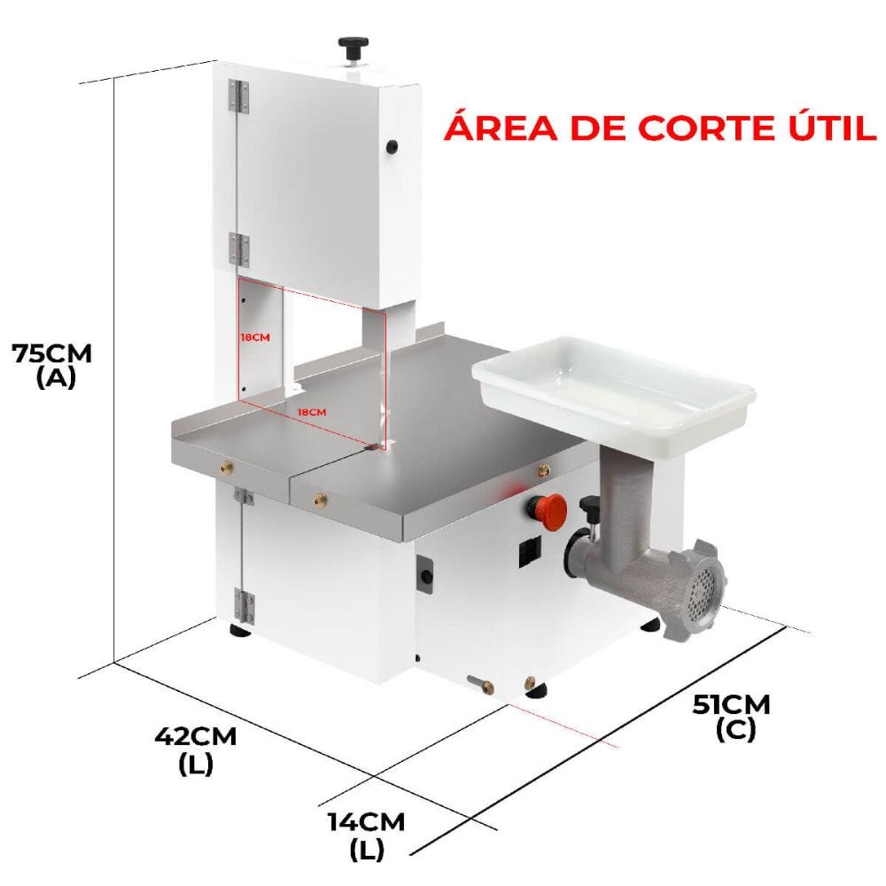 Serra Fita de Bancada Bivolt com Moedor de Carne Eletrico 1/3cv Saro - 3