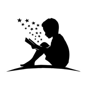 Adesivo de Parede Menino Livro Estrelas Fantasia Decoração:preto