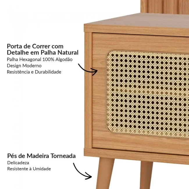 Rack Retrô com Painel para TV 75 Polegadas Ripado 100% MDF Porta Telada - 4