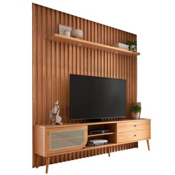 Rack com Painel Ripado para TV até 75 Polegadas 1 Porta 2 Gavetas TB323 - 2