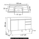 Ver imagem 4 de Balcão de Cozinha com Pia Inox 120cm Michigan Cinza - Lumil