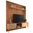 Ver imagem 2 de Rack com Painel Ripado Retrô para TV até 75 Polegadas 100% MDF com LED 228CMX250CM Spot Porta Telada Marrom