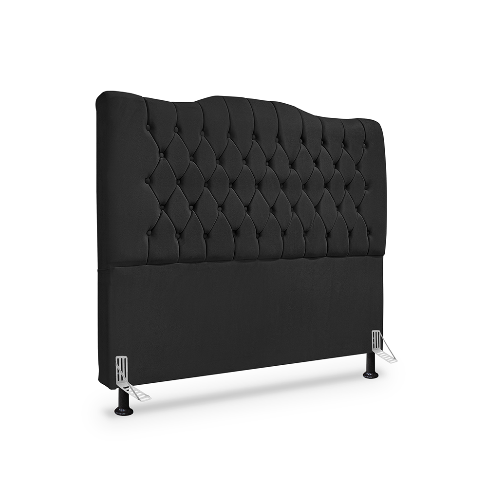 Cabeceira de Cama Box King 195cm Dunas - Veludo Preto.