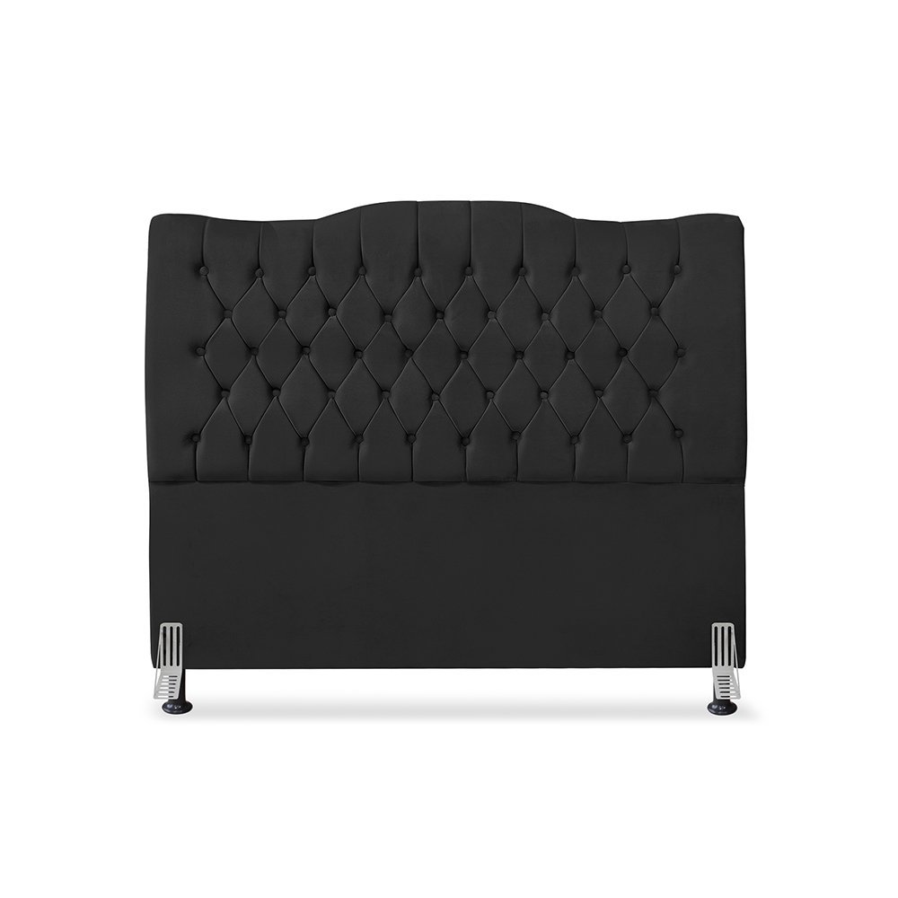 Cabeceira de Cama Box King 195cm Dunas - Veludo Preto. - 2