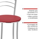 Ver imagem 4 de Kit 2 Banquetas Médias Cromadas com Assento Estofado e Encosto para Bancada Cozinha e Área Gourmet Cromado/Vermelho