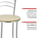 Ver imagem 4 de Kit 2 Banquetas Médias Cromadas com Assento Estofado e Encosto para Bancada Cozinha e Área Gourmet Cromado/Bege Cromado/Bege