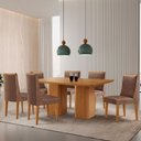 Ver imagem 1 de Mesa de Jantar Eloise 180cm Tampo Mdf Laminado com 6 Cadeiras Lisboa Moderna Mobília