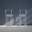 Ver imagem 5 de Kit 2 Banquetas Médias Cromadas com Assento Estofado e Encosto para Bancada Cozinha e Área Gourmet Cromado/Cinza