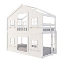 Ver imagem 2 de Beliche Infantil Montessoriano Casinha Dos Sonhos com Fechamento Inferior em Madeira Maciça Branco