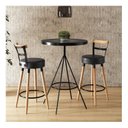 Ver imagem 1 de Conjunto 1 Mesa Bistrô Tampo Madeira Maciça Redondo 2 Banquetas Moscou